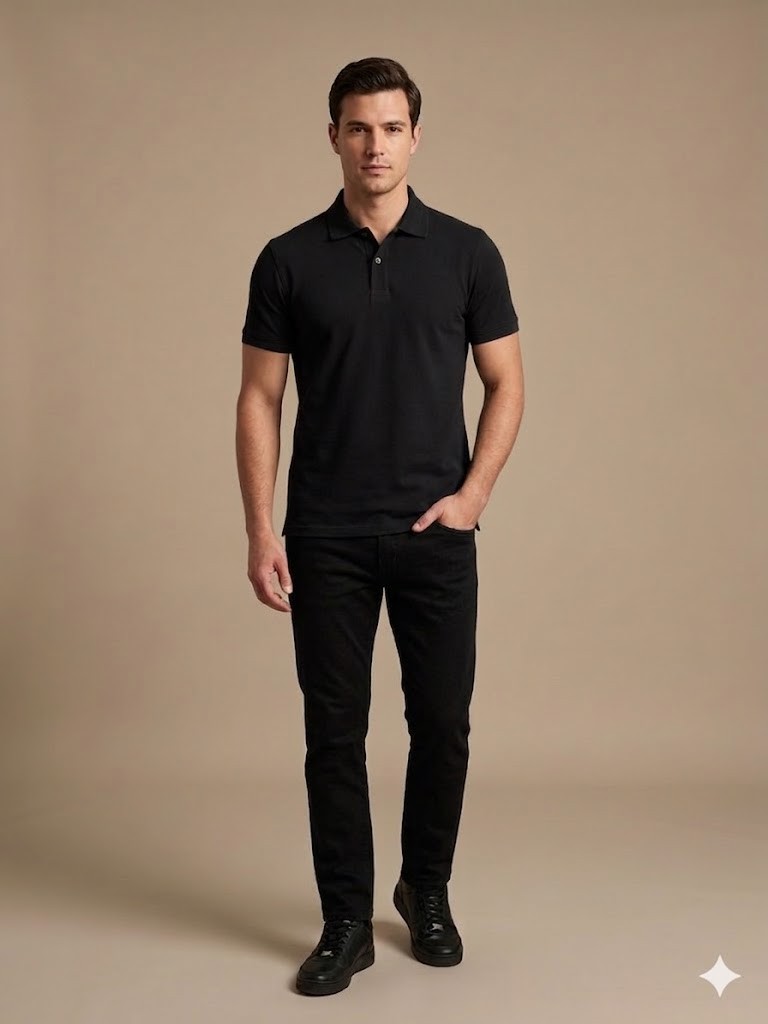 KİP Erkek Polo Yaka Basic T-Shirt 1830 - Siyah
