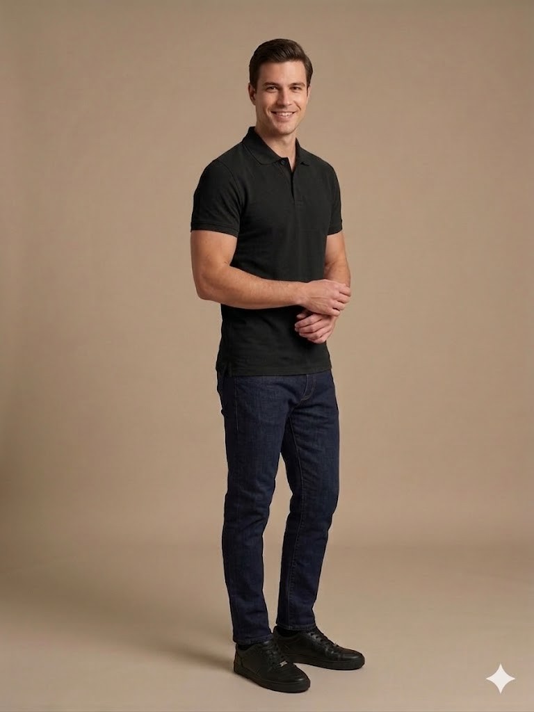 KİP Erkek Polo Yaka Basic T-Shirt 1830 - Siyah