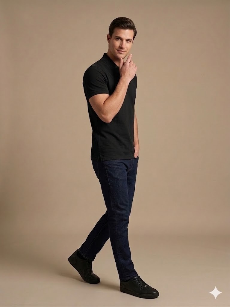 KİP Erkek Polo Yaka Basic T-Shirt 1830 - Siyah