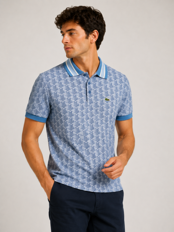 LACOSTE Erkek Classic Fit Monogram Mavi Polo 14171Q1