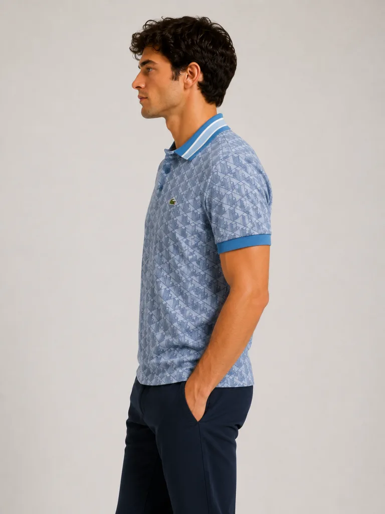 LACOSTE Erkek Classic Fit Monogram Mavi Polo 14171Q1