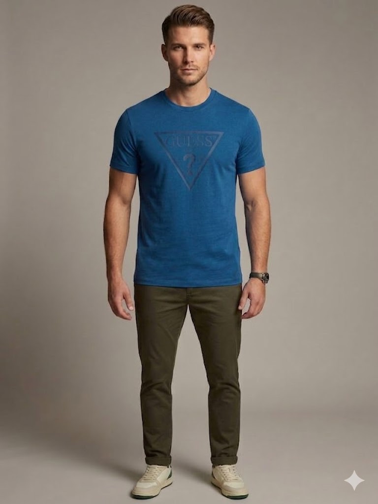 GUESS Erkek Günlük Casual Baskılı T-Shirt Z4YI12I3Z14 - MAVİ