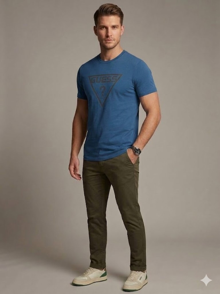 GUESS Erkek Günlük Casual Baskılı T-Shirt Z4YI12I3Z14 - MAVİ