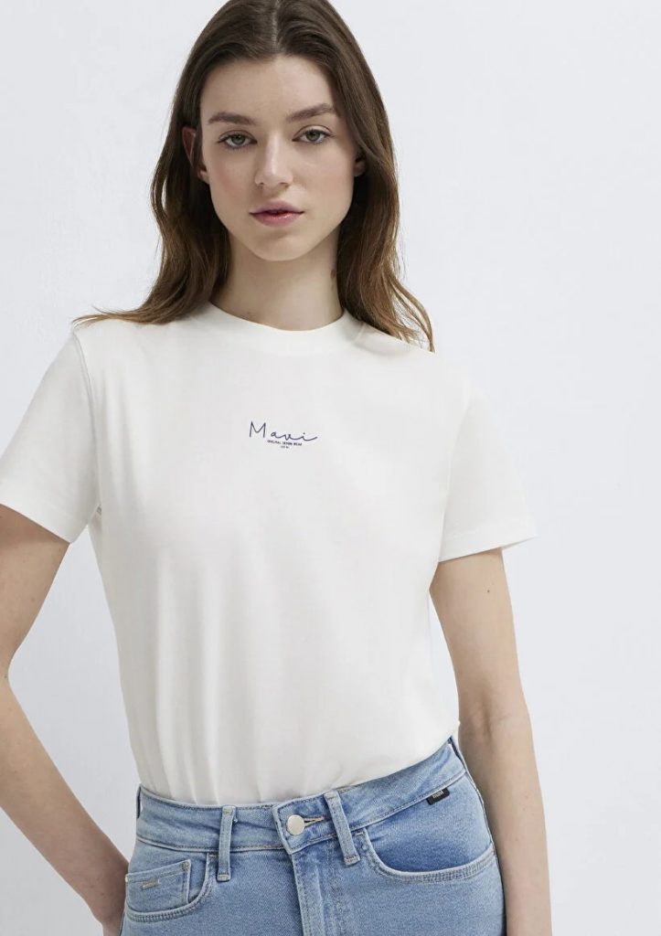 MAVİ Mavi Baskılı Ekru T-shirt  M1613900-70057 - Beyaz