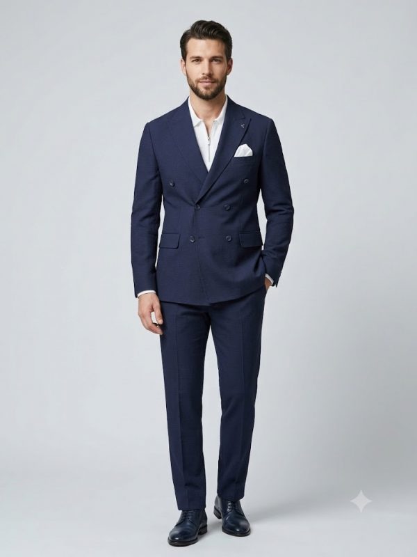 MCR Erkek Slim Fit Lacivert Kruvaze Ceket 41431