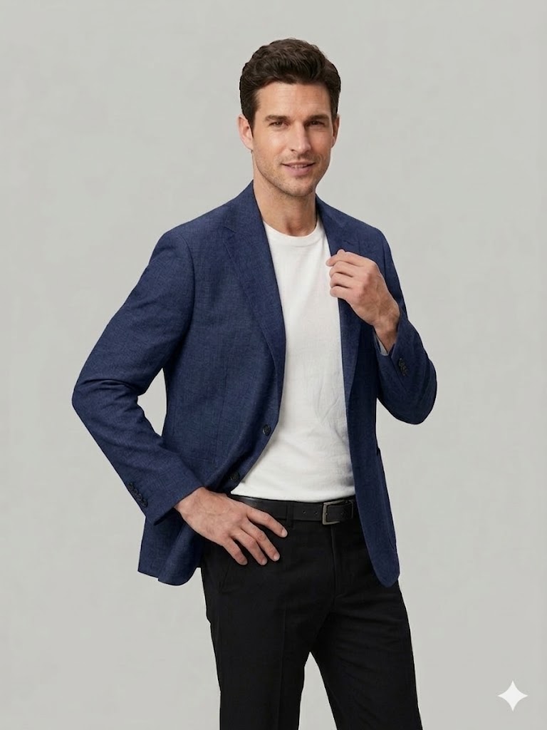 MCR Erkek Keten Görünümlü Slim Fit Blazer Ceket 41491 - Lacivert