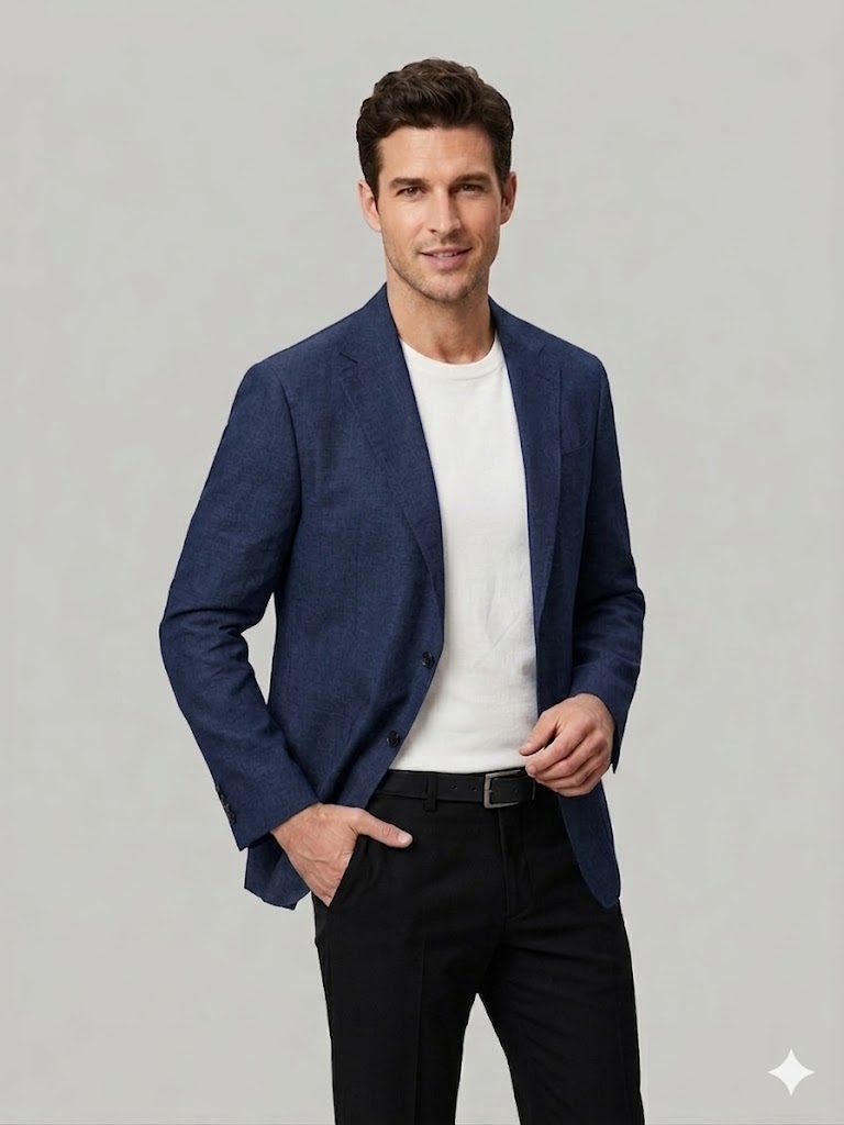 MCR Erkek Keten Görünümlü Slim Fit Blazer Ceket 41491 - Lacivert