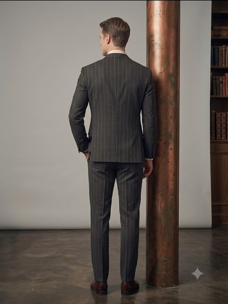 MCR Erkek Slim Fit Çizgili Kruvaze Takım Elbise 45426