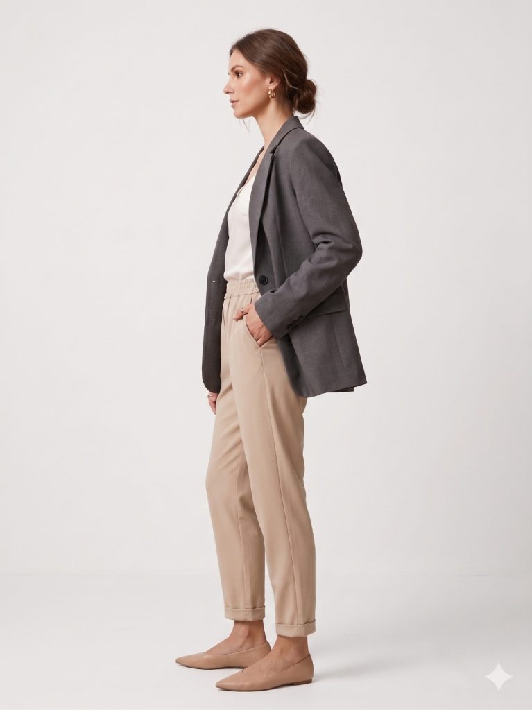MODAİLGİ Beli Lastikli Pantolon 40144 - TAŞ