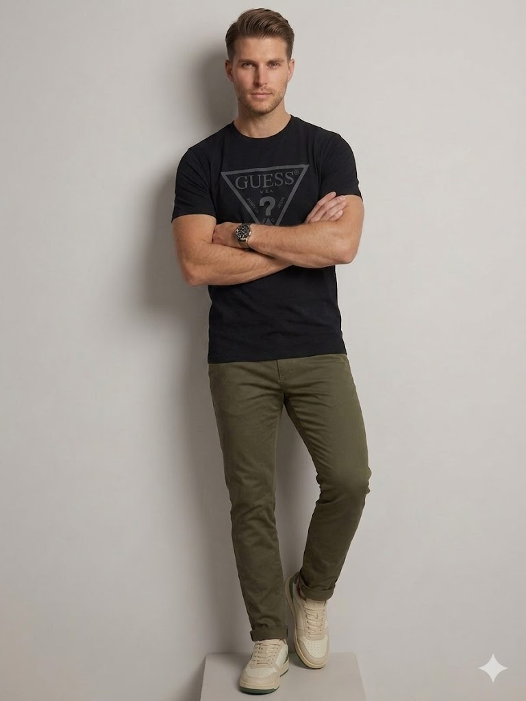 GUESS Erkek Günlük Casual Baskılı T-Shirt Z4YI12I3Z14 - Siyah