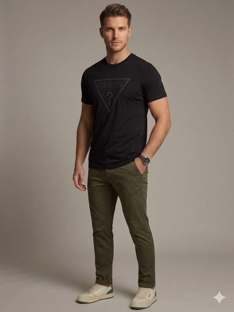 GUESS Erkek Günlük Casual Baskılı T-Shirt Z4YI12I3Z14 - Siyah