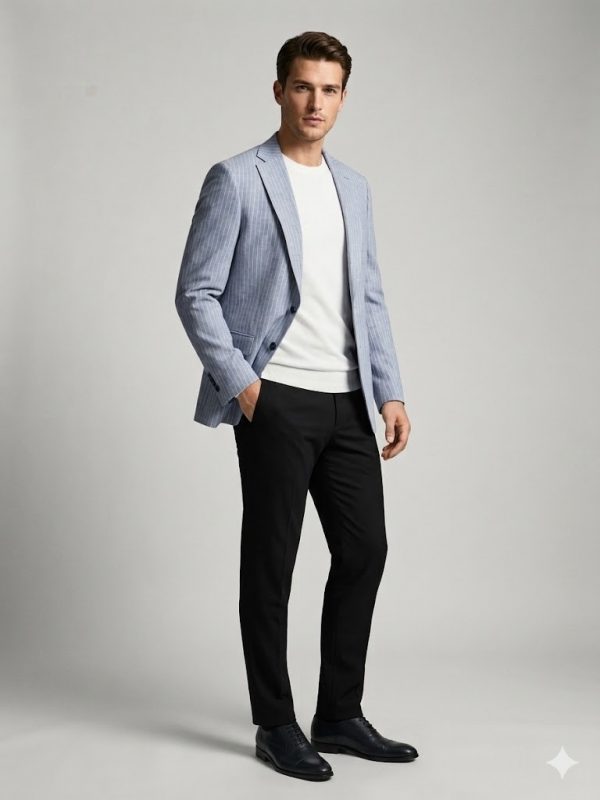 SELİM HAVAN Modern Çizgili Erkek Blazer Ceket 0013