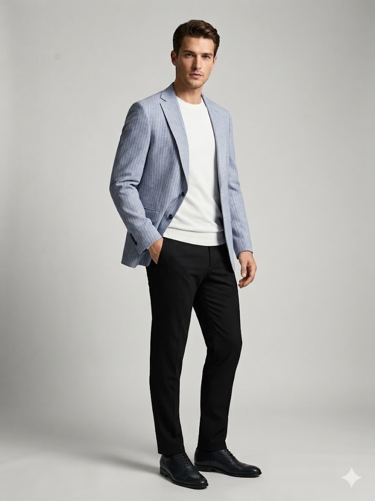 SELİM HAVAN Modern Çizgili Erkek Blazer Ceket 0013