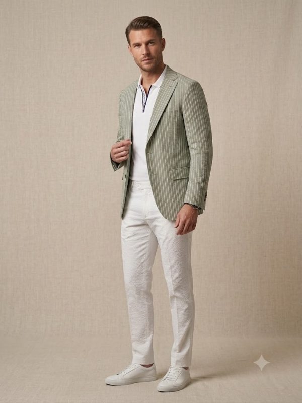 SELİM HAVAN Erkek Slim Fit Çizgili Blazer Ceket 0021