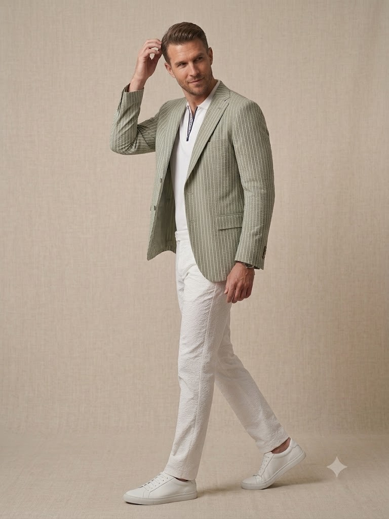 SELİM HAVAN Erkek Slim Fit Çizgili Blazer Ceket 0021