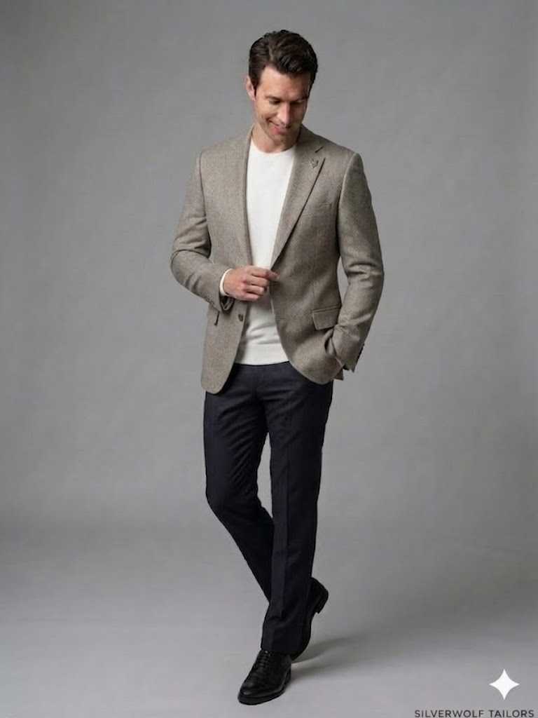MCR Slim Fit Keten Karışımlı Blazer Ceket 41495 - TAŞ