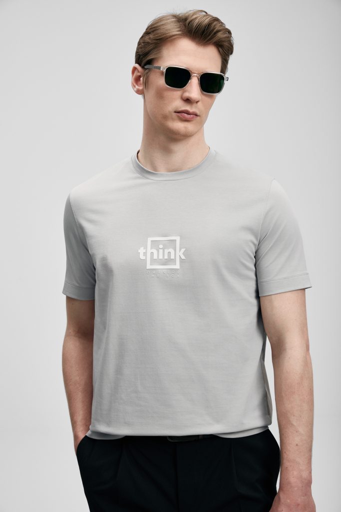 LUFİAN Thınk Modern Grafik Tişört 111020310 - GRİ