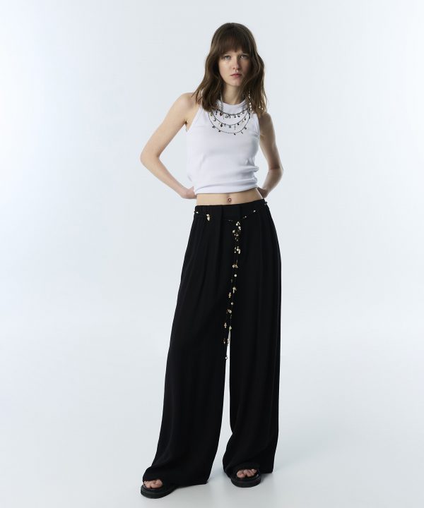 TWIST Boncuklu Kuşaklı Wıde Leg Pantolon TS1260003182