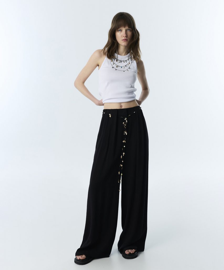 TWIST Boncuklu Kuşaklı Wıde Leg Pantolon TS1260003182