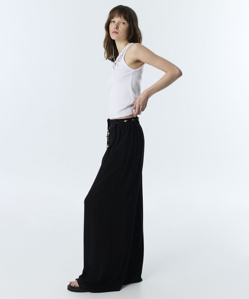 TWIST Boncuklu Kuşaklı Wıde Leg Pantolon TS1260003182