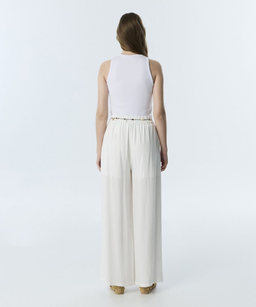TWIST Boncuklu Kuşaklı Wıde Leg Pantolon TS1260003182 - EKRU