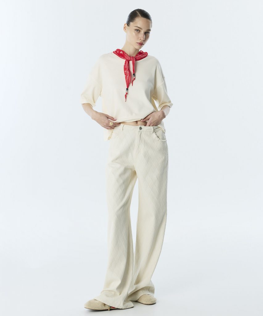 TWIST Bakla Dokulu Wide Leg Jean Pantolon TS1260018054