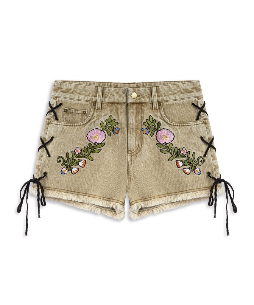 TWIST Floral Nakışlı Non Denim Şort TS1260013023