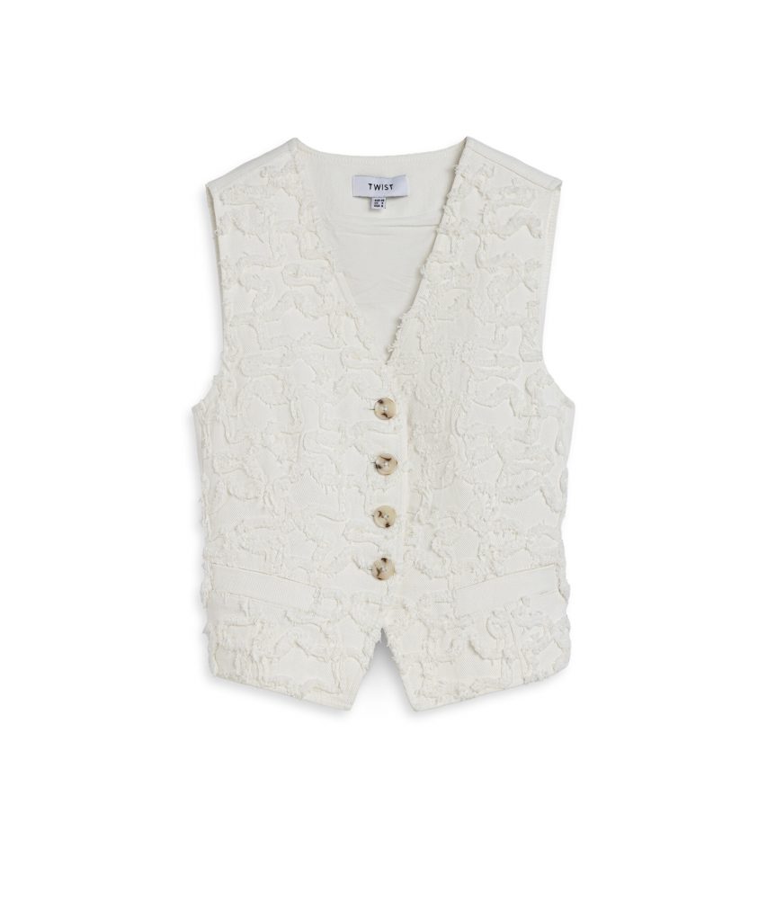 TWIST Çiçek Nakışlı Non Denim Yelek TS1260007044
