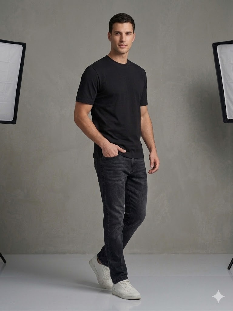 VAGANZA Modern Fit Siyah Erkek Basic T-Shirt 1000
