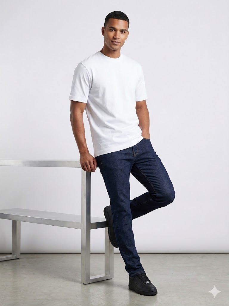 VAGANZA Modern Fit Siyah Erkek Basic T-Shirt 1000 - Beyaz