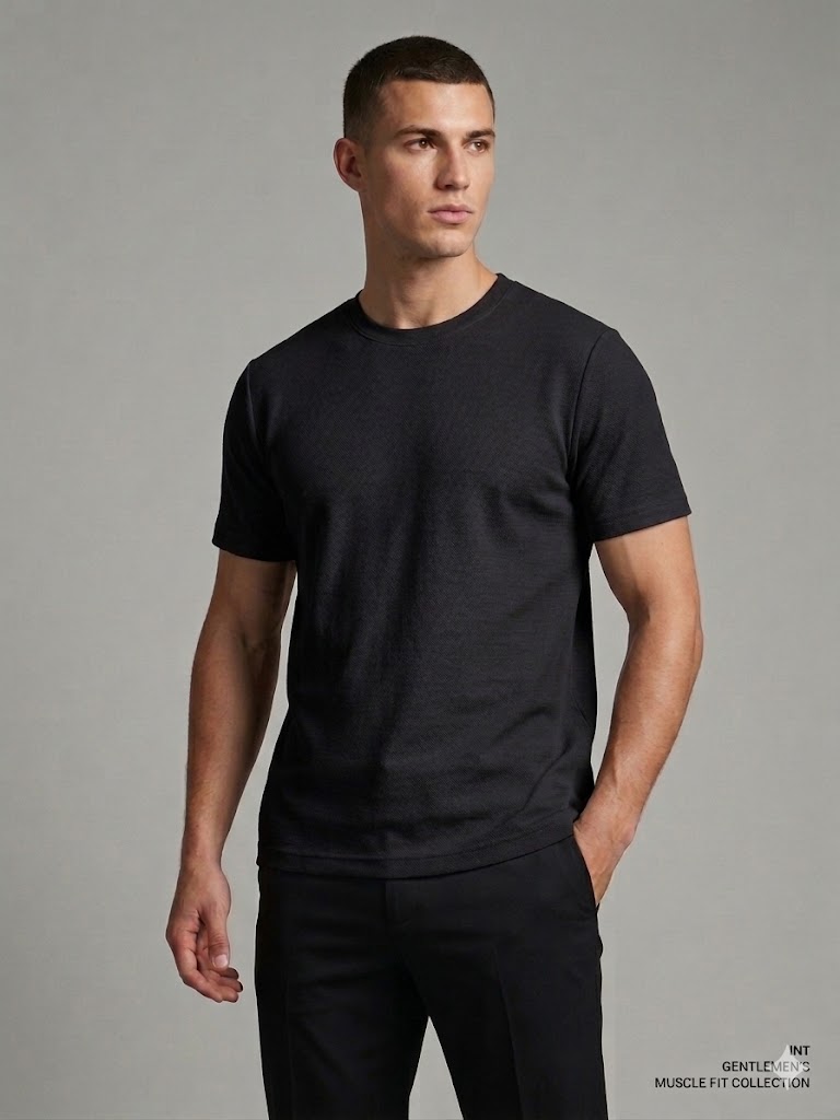 XINT Erkek Basic Bisiklet Yaka Kısa Kollu Pamuklu T-Shirt Günlük Kullanım 502208 - Siyah