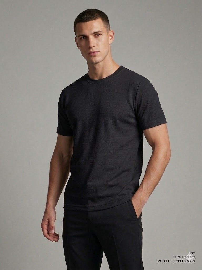 XINT Erkek Basic Bisiklet Yaka Kısa Kollu Pamuklu T-Shirt Günlük Kullanım 502208 - Siyah