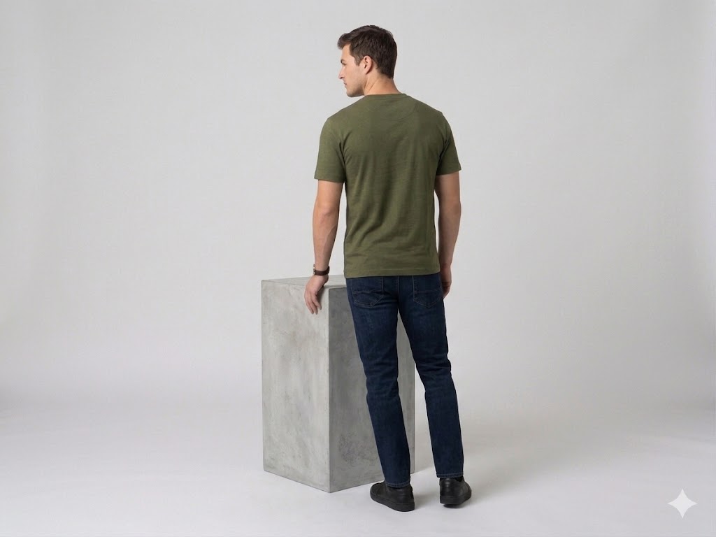 XINT Erkek Bisiklet Yaka Baskılı Kısa Kollu T-Shirt 502301 - HAKİ
