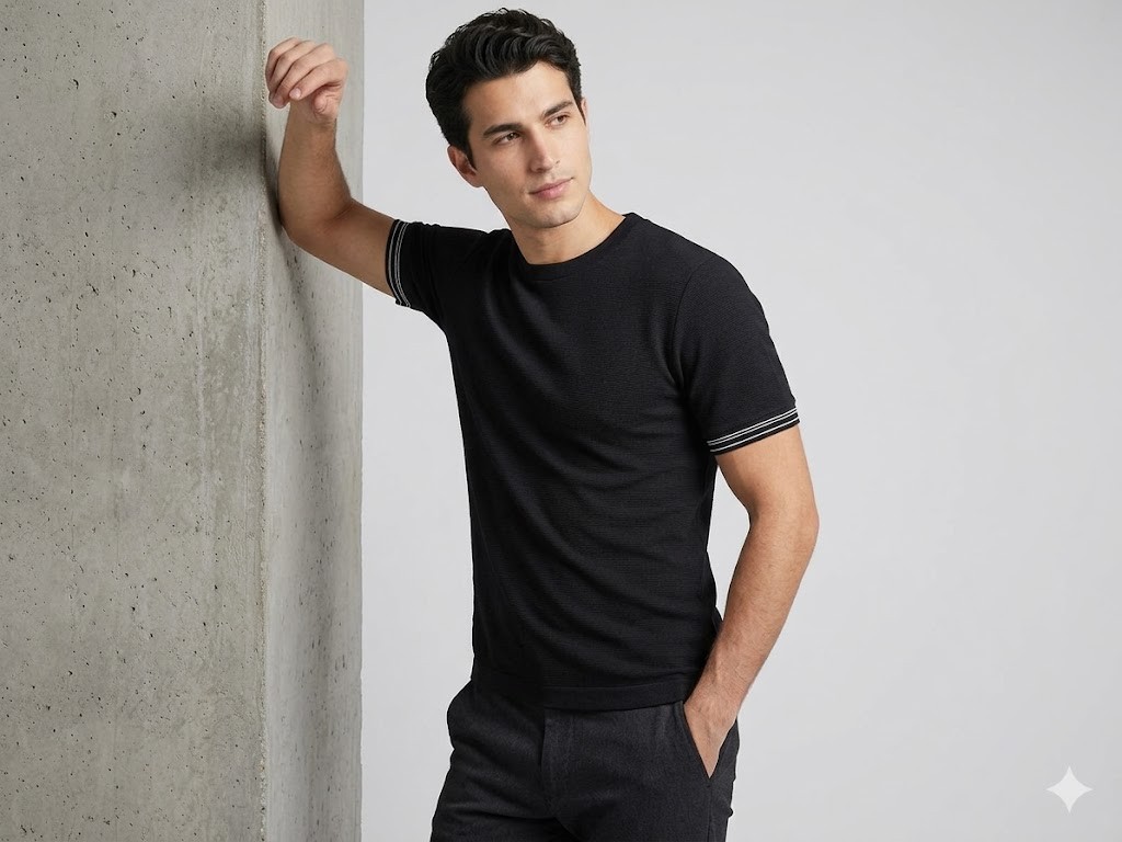 XINT Erkek Kısa Kollu Dokulu Basic T-Shirt 502386