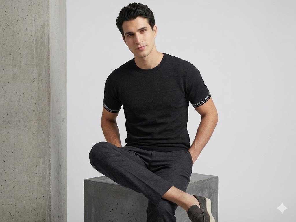 XINT Erkek Kısa Kollu Dokulu Basic T-Shirt 502386