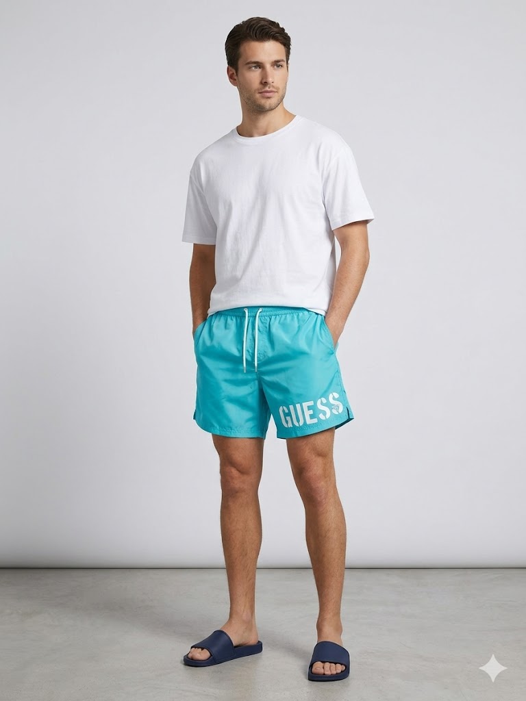 GUESS Erkek Deniz Şortu Mayo F4GT28WG292 - MAVİ