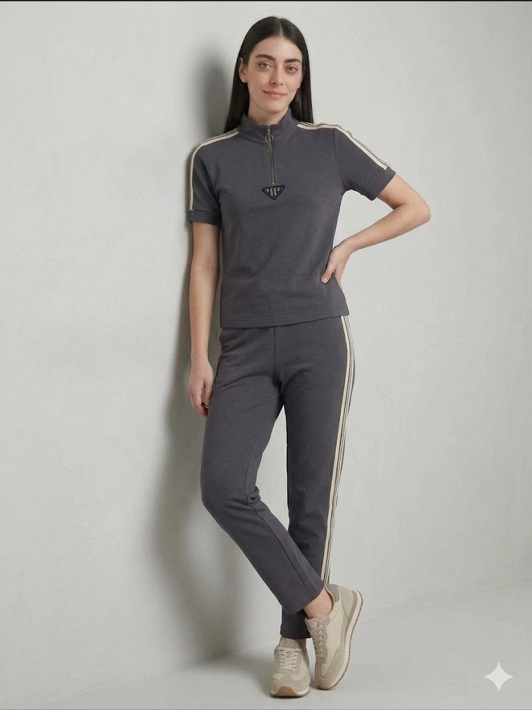 ON TRİKO Fermuar Detaylı T-shirt 76335 - ANTRASİT
