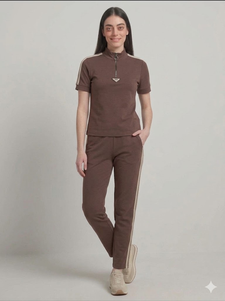 ON TRİKO Fermuar Detaylı T-shirt 76335 - kahve