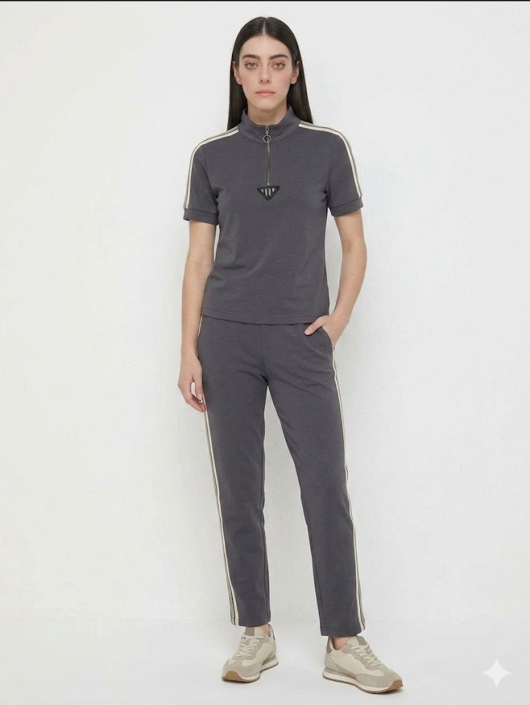 ON TRİKO Fermuar Detaylı T-shirt 76335 - ANTRASİT