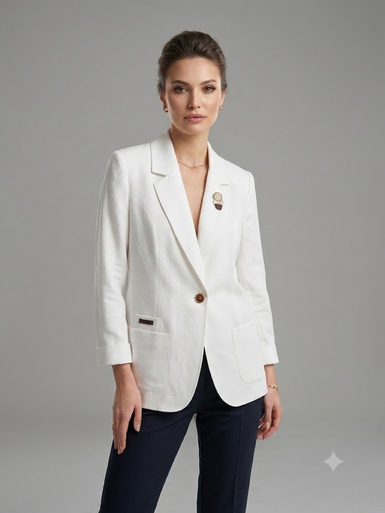 BABİLON SASİN Blazer Ceket 7736 - Beyaz