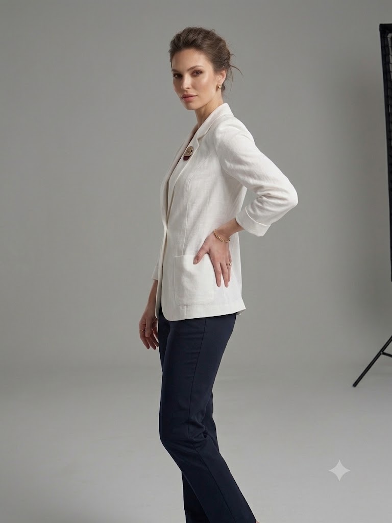 BABİLON SASİN Blazer Ceket 7736 - Beyaz