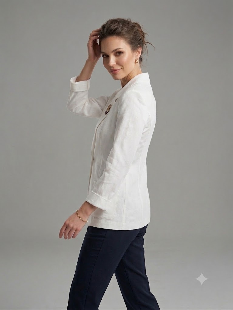 BABİLON SASİN Blazer Ceket 7736 - Beyaz