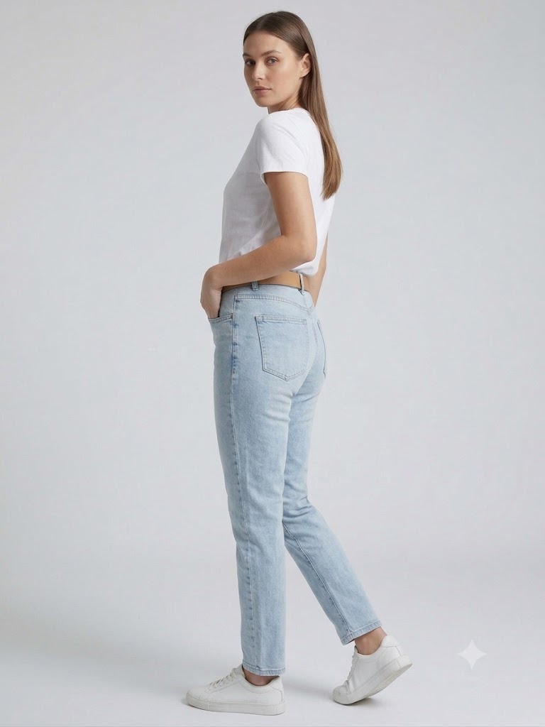 BEETHOVEN D'SHE Kemerli Logolu Denim Pantolon 348102 - MAVİ