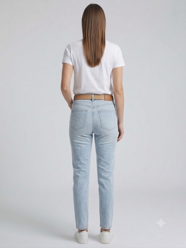 BEETHOVEN D'SHE Kemerli Logolu Denim Pantolon 348102 - MAVİ