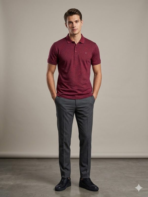 Centilmen Erkek Kendinden Desenli Polo Yaka Kısa Kollu T-Shirt 2417502