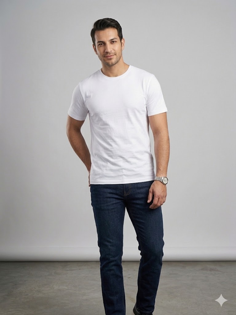 Centilmen Erkek Bisiklet Yaka Düz Sade Klasik T-Shirt 2517044 - Beyaz
