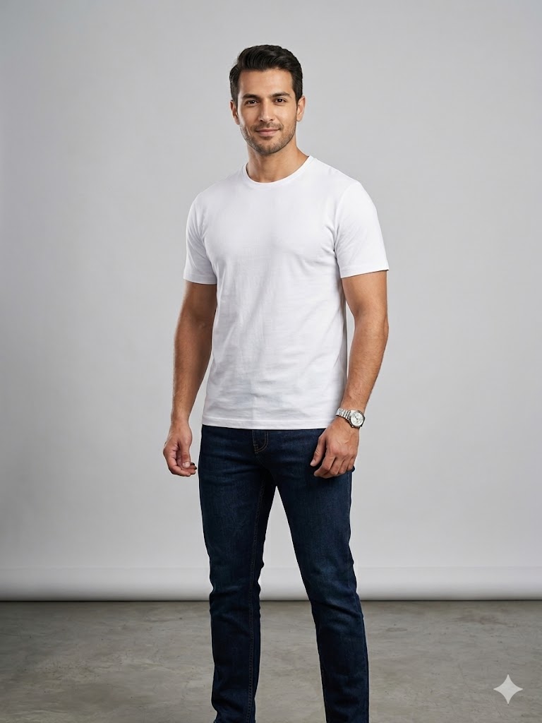 Centilmen Erkek Bisiklet Yaka Düz Sade Klasik T-Shirt 2517044 - Beyaz