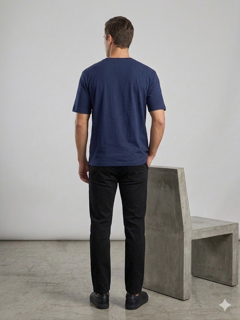 Centilmen Erkek Bisiklet Yaka Düz Sade Klasik T-Shirt 2517044 - Lacivert