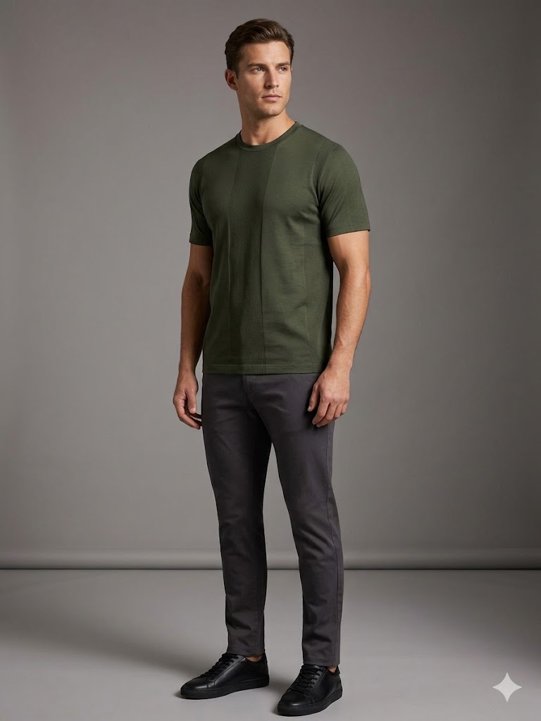 DİOR Bisiklet Yaka Kısa Kollu Dokulu Basic Triko T-Shirt 2517202 - YEŞİL