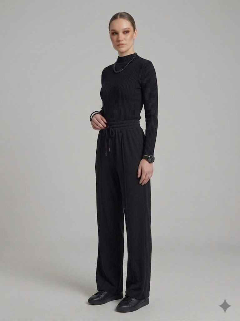 DOSSO DOSSİ Bol Paça Pantolon 26006 - Siyah